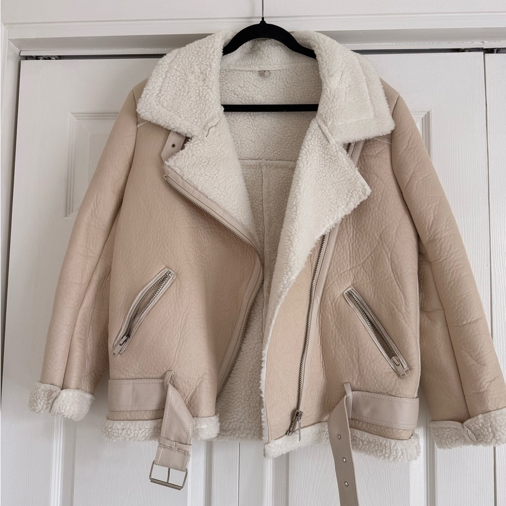 Women's Tan Shearling Jacket - Worn once!